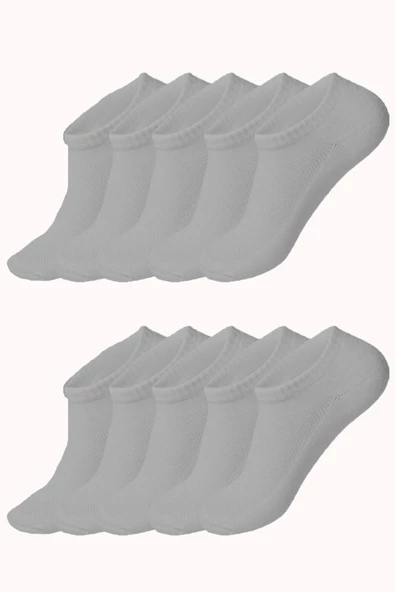 10lu Kadın Görünmez Çorap Düz Renk Pamuklu Klimalı Ekonomik - 5