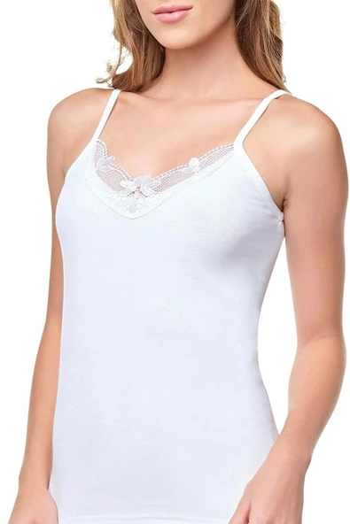 Tutku İç Giyim Kadın İp Askılı Güpürlü Dantelli Atlet 6 Lı Paket