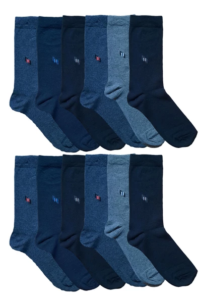 Ekonomik Erkek Uzun Soket Çorap Rejenere Pamuklu 12 li Paket - 2