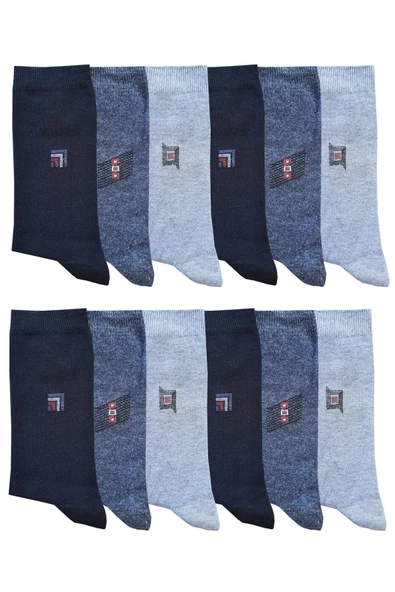 Ekonomik Erkek Uzun Soket Çorap Rejenere Pamuklu 12 li Paket - 3