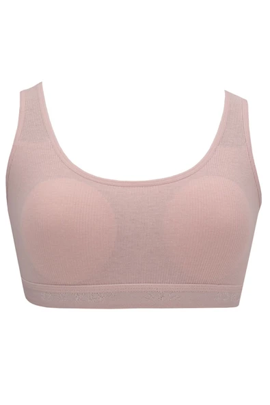 Kadın Geniş Askılı Büyük Beden Büstiyer Sporcu Pedli Sütyen Penye - 6