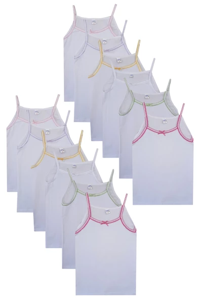 Seher İp Askılı Kız Çocuk Pamuklu Atlet 12 li Paket SH048 - 2