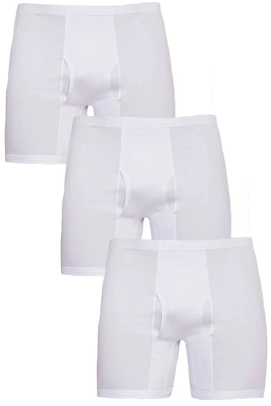 3lü Erkek Pamuklu Klasik Paçalı Külot Kaliteli Uzun Boxer - 2