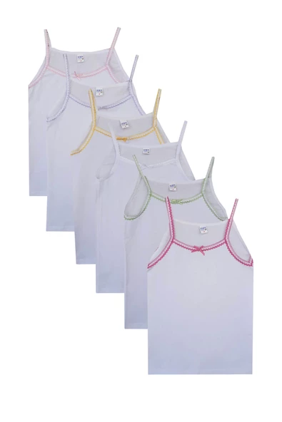 Seher İp Askılı Kız Çocuk Pamuklu Atlet 12 li Paket SH048 - 3