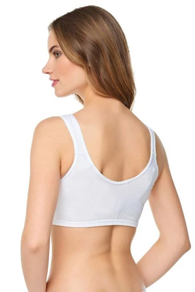 6lı Kadın Geniş Askılı Penye Anne Yarım Atlet Pamuklu Sütyen - 3