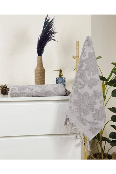 Mira Home Jakarlı Saçaklı Banyo Havlu Takımı Soft Pamuklu Maria Grace - 4