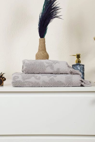 Mira Home Jakarlı Saçaklı Banyo Havlu Takımı Soft Pamuklu Maria Grace - 2