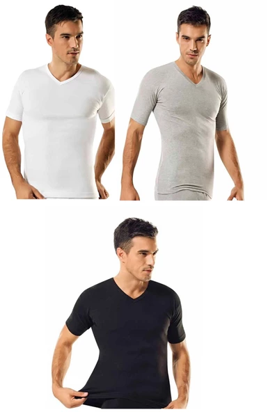 Tutku İç Giyim Erkek V Yaka Ribana Kısa Kol Fanila 6 Lı Paket - 5