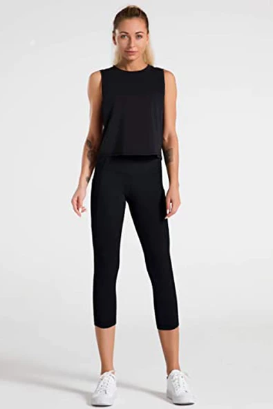 Kadın Yüksekbel Toparlayıcı Cepli Sporcu Kapri Tayt Yoga Pilates - 2
