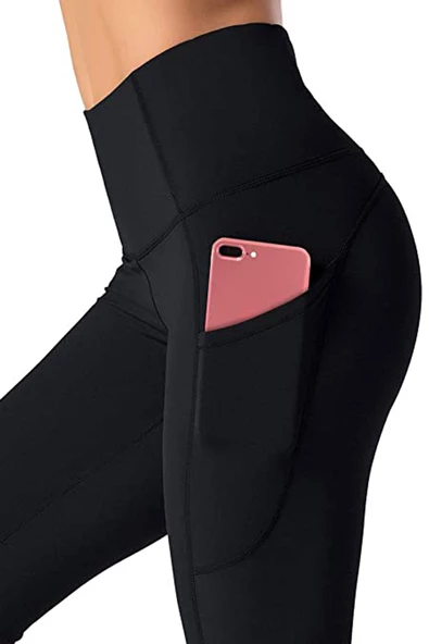 Kadın Yüksekbel Toparlayıcı Cepli Sporcu Kapri Tayt Yoga Pilates - 3