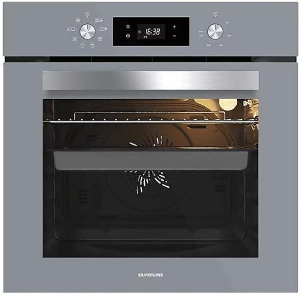 Silverline Gri Cam Ankastre Set 3481 Flam Davlumbaz - CS5335S01 Ocak - BO65E4S01 Gri Fırın - Resim 3