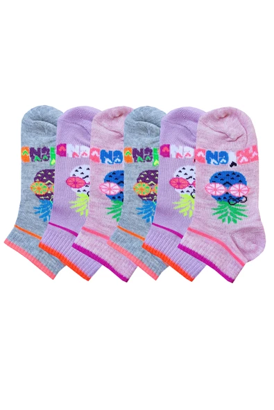 6lı Kız Çocuk Patik Kısa Çorap Mevsimlik Pamuklu Çorap - Resim 3