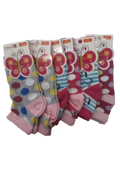 6lı Kız Çocuk Patik Kısa Çorap Mevsimlik Pamuklu Çorap ürün görseli