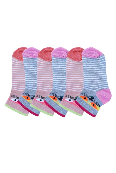 6lı Kız Çocuk Patik Kısa Çorap Mevsimlik Pamuklu Çorap - Resim 4