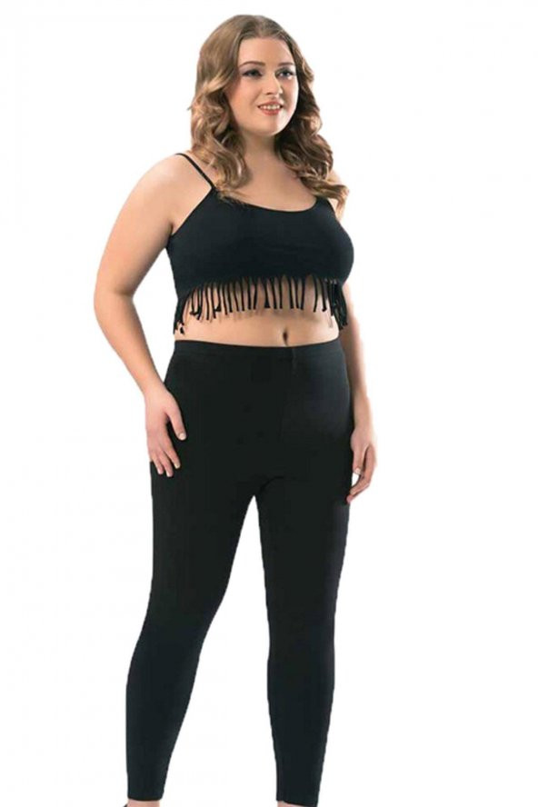 Kota Kadın Battal büyük Beden Düz Uzun Bayan Yüksek Bel Penye Tayt