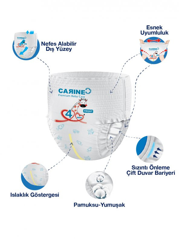 2Lİ AVANTAJ PAKET CARINE ACTIVE KÜLOT BEBEK BEZİ 4 NUMARA MAXI 32 X 2 ADET - Resim 2