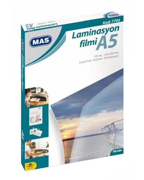 Mas Laminasyon Filmi 125 Mic. A5 100lü 7705