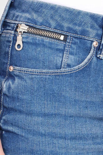 Kadın Jean Kısa Etek Açık Mavi - 5