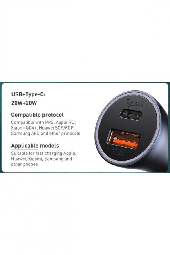 20w Hızlı Araç Şarjı (usb-c Pd 3.0 20w + Quick Charge 3.0 20w) - 2