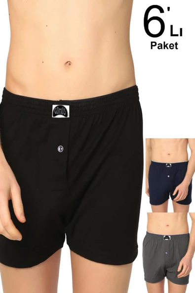 Gümüş İç Giyim Düğmeli Erkek Boxer 6 Lı Paket - 7