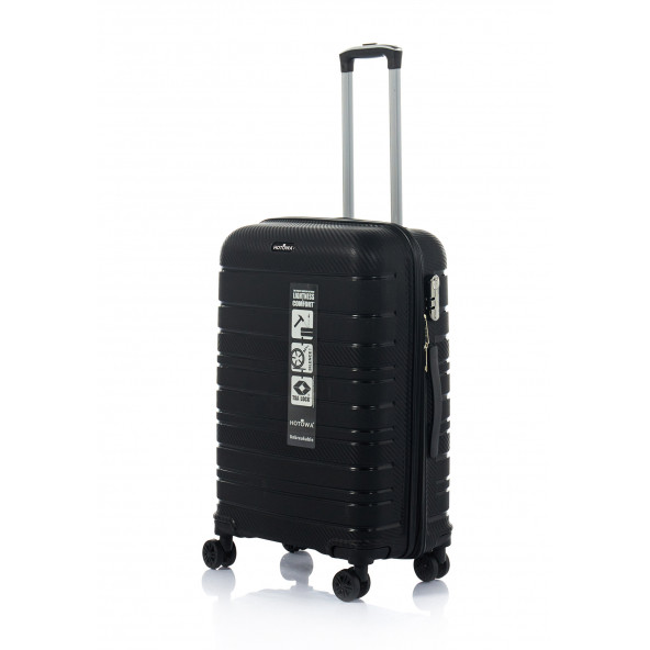 Hotowa Gold PP Valiz 8010 Siyah TSA Kilitli Orta Boy