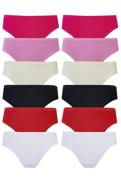 12li Kadın Bikini Külot Pamuklu Renkli İç Çamaşır Nefes Alan Doku - 4