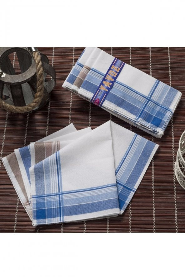 Gözde Yavuz Kutulu 39x39 cm Kumaş 12 Adet Mendil YM 02 - 3