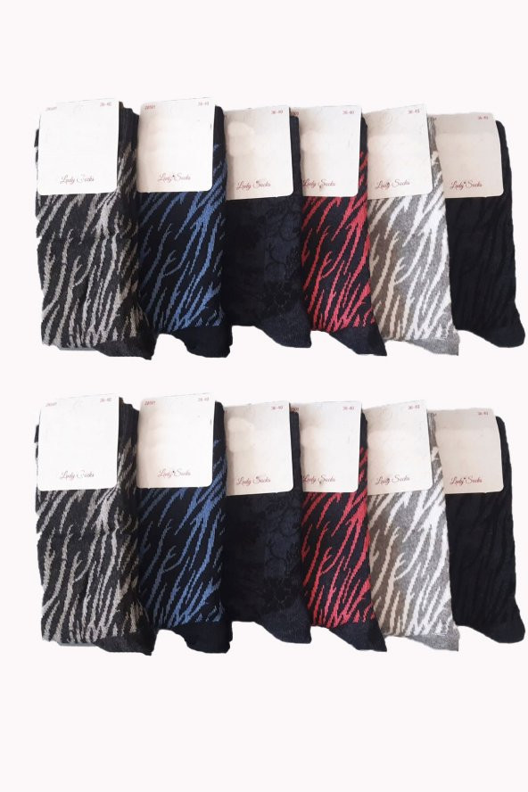 12 li Kadın Soket Çorap Renkli Pamuklu Ekonomik