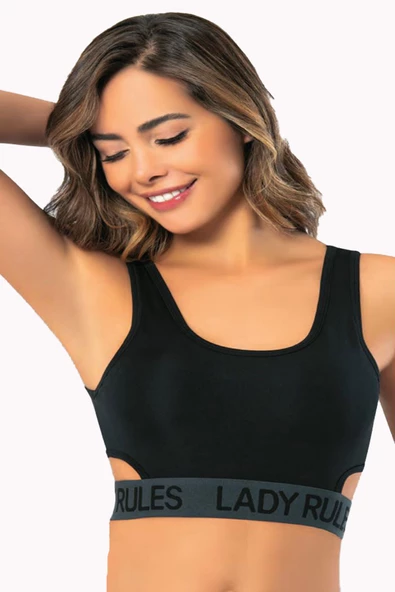 Kadın Geniş Askılı Lady Spor Büstiyer Pencere Detaylı Dalgıç Pedli - 3