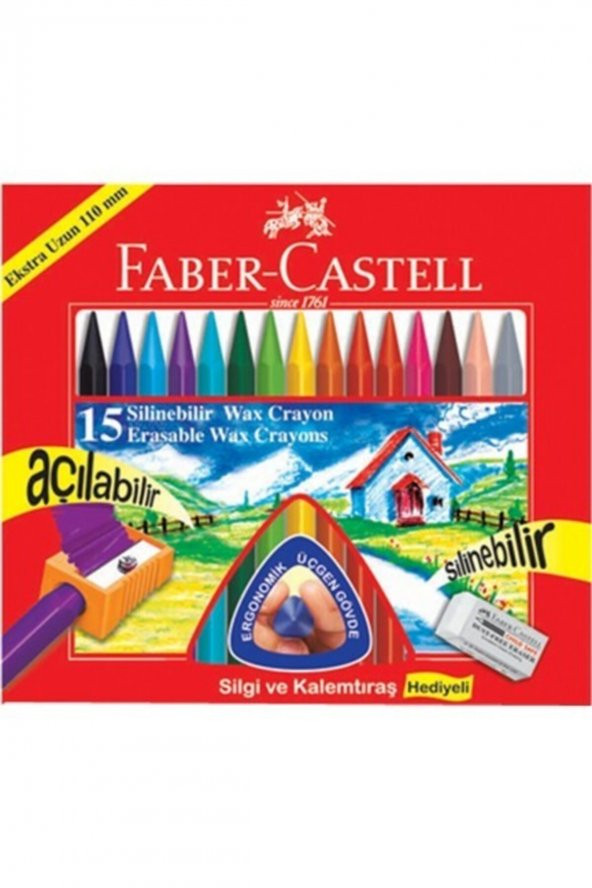 Faber Castell 15 Renk Mum Boya Wax Crayon Silinebilir Açılabilir