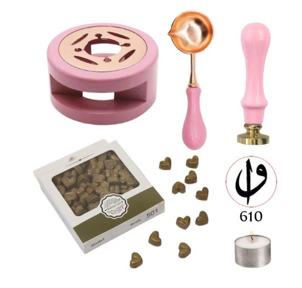 Davetiye Mum Mühürü Uygulama Seti Yavruağzı Renk 610 Elif Vav ürün görseli