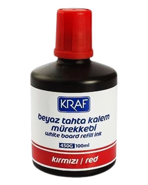 Kraf Beyaz Tahta Kalemi Mürekkebi 100ml Kırmızı 450G