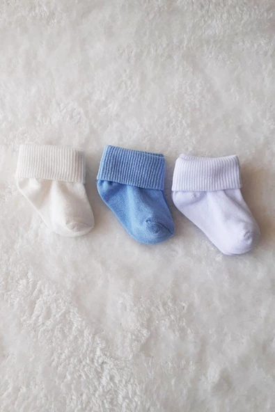 3lü Kız Erkek Bebek Yenidoğan Çorap Pamuklu Likralı Esnek - 3