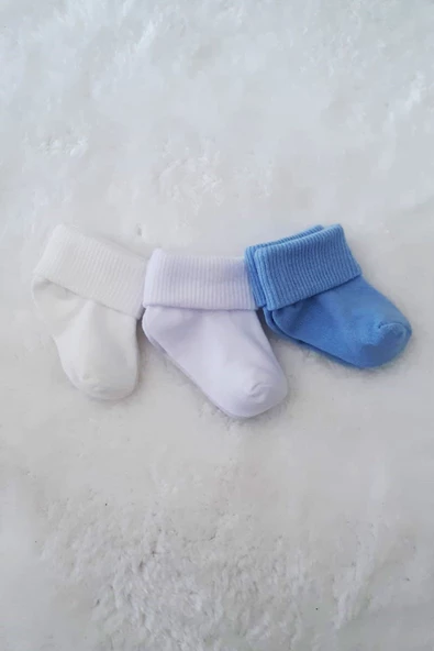 3lü Kız Erkek Bebek Yenidoğan Çorap Pamuklu Likralı Esnek - 6
