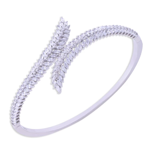 925 Ayar Gümüş Kelepçeli Kadın Bileklik (ZRK 2160) Sıralı Taşlı 14.7 gr ürün görseli 1