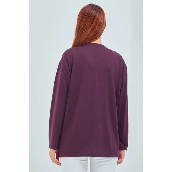 Kadın Vizon  Mevsimlik Cepli Düğmeli Kısa Penye Hırka - 12