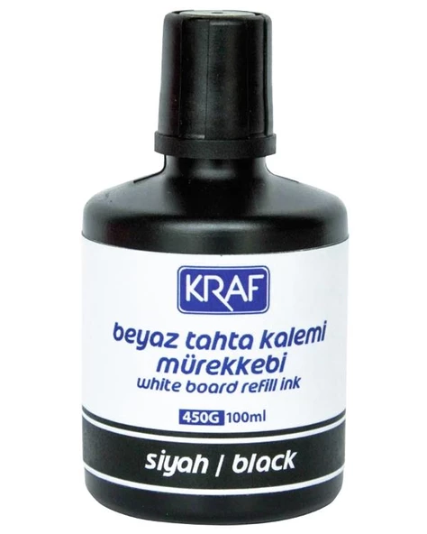 Kraf Beyaz Tahta Kalemi Mürekkebi 100ml Siyah 450G