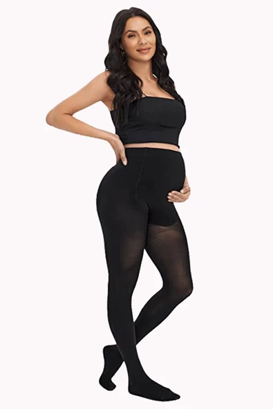 Kadın Hamile Külotlu Çorabı 80den Esnek Yumuşak Ek Parçalı Büyük Beden - 2