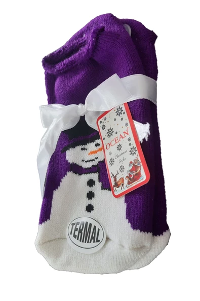 Kadın Erkek Termal Yılbaşı Çorabı Görünmez Kalın Sıcak Hediyelik - 6