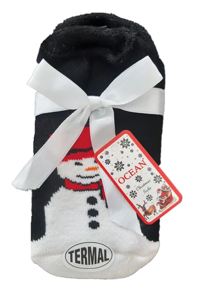 Kadın Erkek Termal Yılbaşı Çorabı Görünmez Kalın Sıcak Hediyelik - 8
