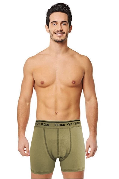 Seher Yıldızı 3 lü Erkek Likralı Elastan Boxer Pamuklu SH0060 - 5