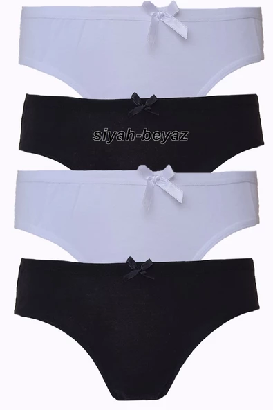 4lü Kadın Pamuklu Bikini Külot Renkli Fiyonklu İç Çamaşırı - 6
