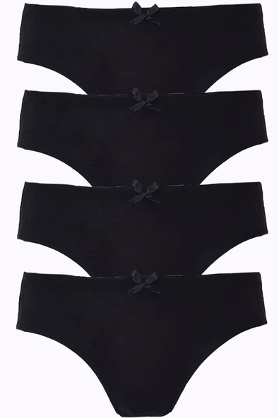 4lü Kadın Pamuklu Bikini Külot Renkli Fiyonklu İç Çamaşırı - 2