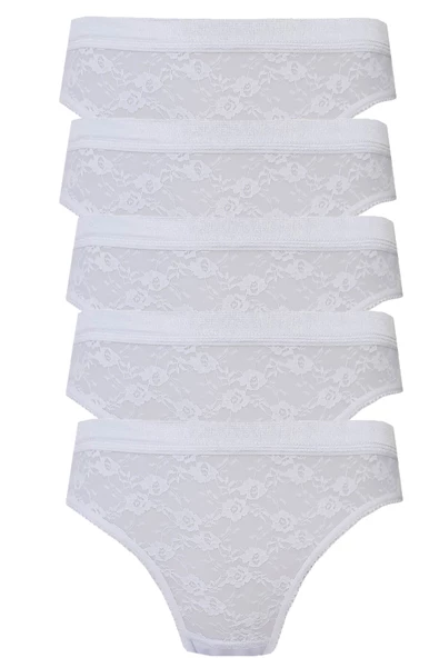 5li Kadın Dantelli Bikini Külot Pamuklu Arkası Düz - 7