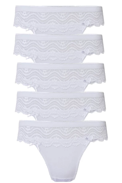 5li Kadın Dantelli Bikini Külot Pamuklu Arkası Düz Kaliteli FND - 2