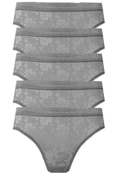 5li Kadın Dantelli Bikini Külot Pamuklu Arkası Düz - 10