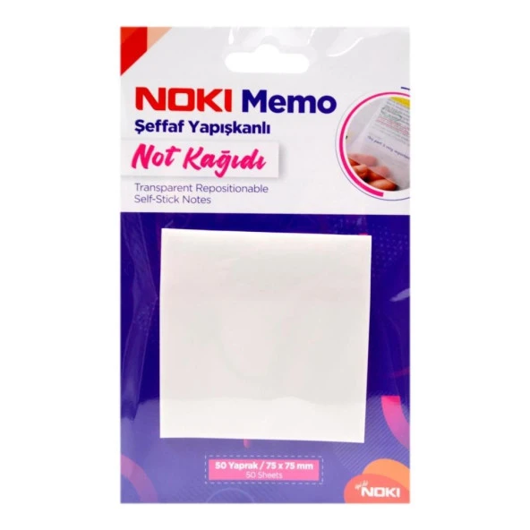 Noki Memo 75*75 Şeffaf Yapışkanlı Not Kağıdı 50Yp. 12300