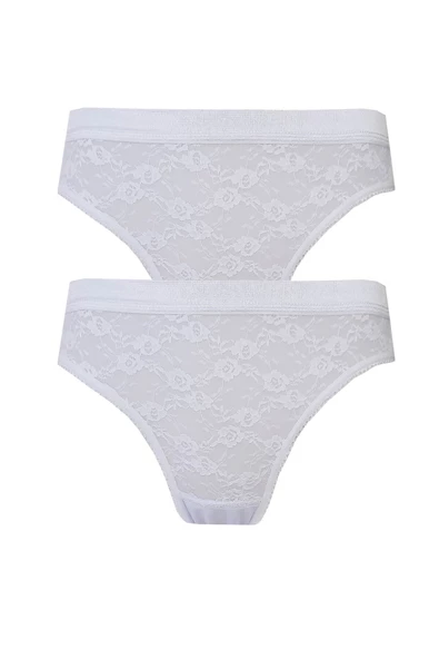 2li Kadın Önü Dantelli Bikini Parlak Lastik Ekonomik Yumuşak - 7