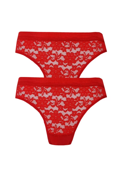 2li Kadın Önü Dantelli Bikini Parlak Lastik Ekonomik Yumuşak - 2