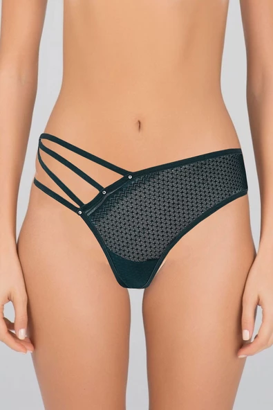 Kadın Dantel Detaylı Transparan Tanga String Külot - 2